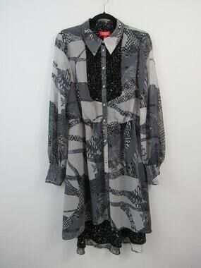 Kirna Zabete At Target Large Patchwork Mixed Print Blouson Dress Black White